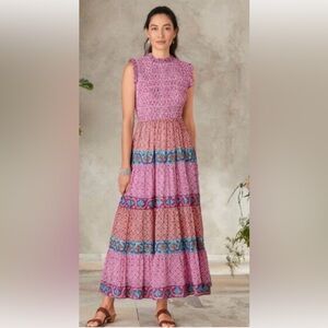 Oliphant Sleeveless Smocked Maxi Dress
